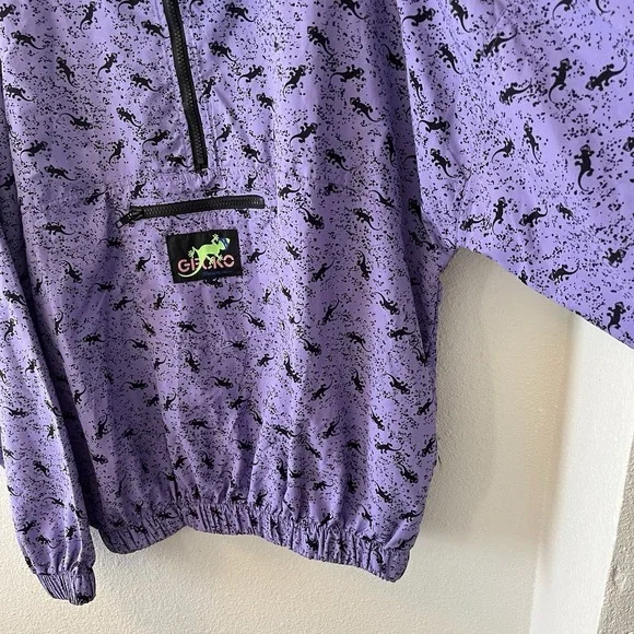 Gecko Hawaii Anorak Jacket Men's XL Purple 1/4 Zip Pullover AOP 80's 90s Surfer - Picture 7 of 12